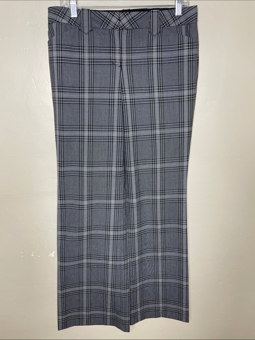EXPRESS Black & Gray Plaid EDITOR Y2K Preppy Academia Wide Leg Trouser Pants 8
